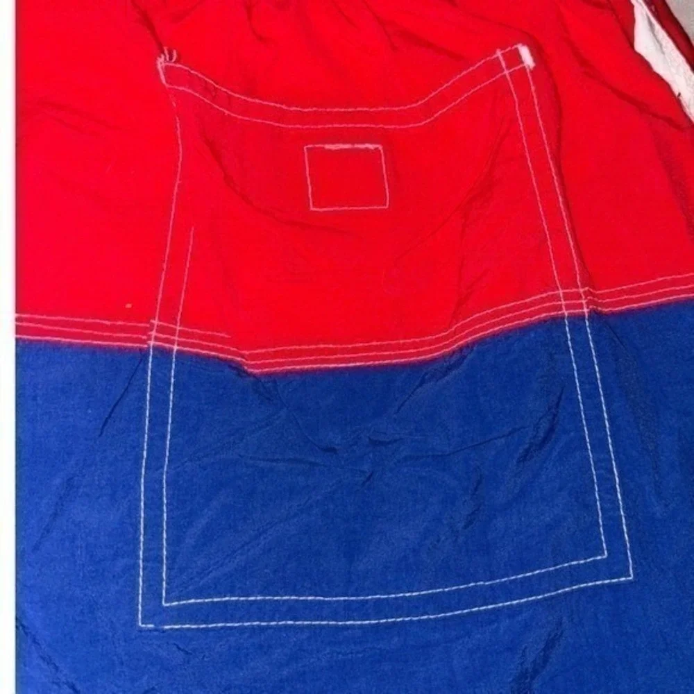 Nautica Vintage Colorblock Swim Trunks Mens‎ XL Red Blue Mesh Lined Retro Shorts